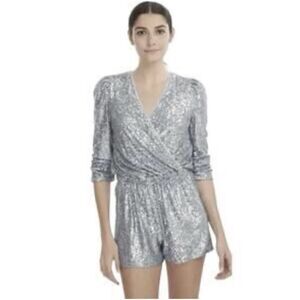NWT Generation Love Silver Sequin Romper Small. Celebration Date Night Party